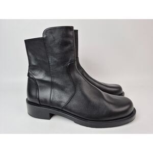 Stuart Weitzman Women's Black 5050 Bold Leather Zip Booties Size 10.5 B